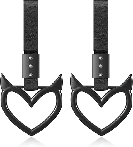 Fabbay 2 llaveros con mango de corazón, accesorio para automóvil, correa de mano de corazón, dije de deriva para decoración exterior del interior