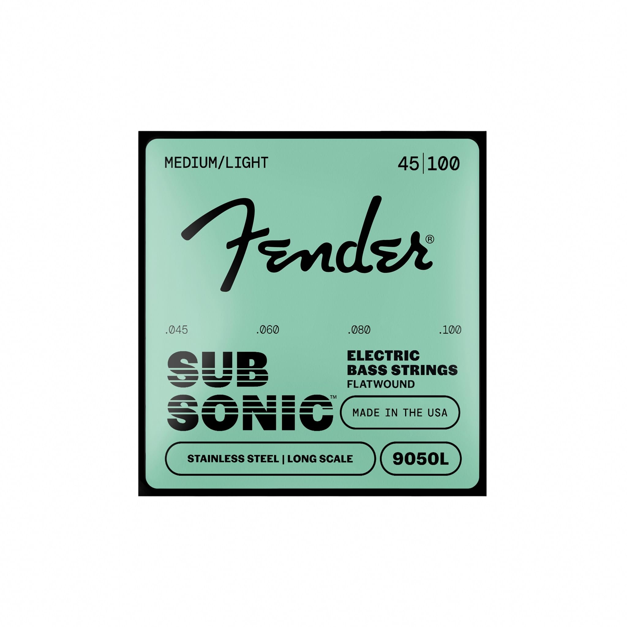 Fender 9050L Stainless Steel Flatwound Bass Guitar Strings, 45-100