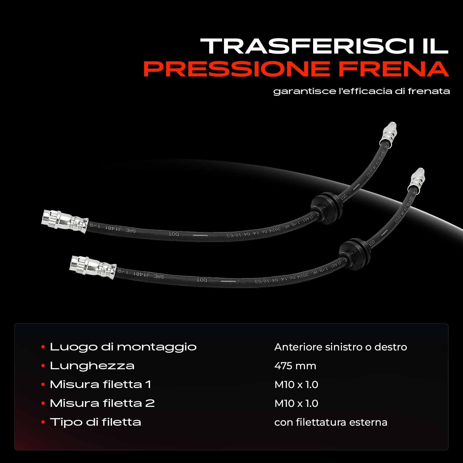 Frankberg 2x Tubo Freno Tubo Freno idraulico Posteriore 202mm Compatibile con Berlingo Multispace B9 C4 Grand Picasso I UA DS5 KF 5008 0E 0U Partner Pianale/Telaio Replace# 2207032