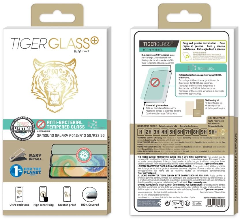 Image secondaire de Verre Trempé Antibactérien Tiger Glass Plus pour Samsung Galaxy A04S/A13 5G/A32 5G - Protection Écran Ultra Résistante