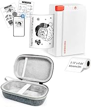 ORGBRO X3 Mini Impresora Termica con Estuche de Transporte, Bluetooth Impresora Pegatinas Autoadhesivas Portatil, con 1 Rollo de Papel Térmico, Blanco