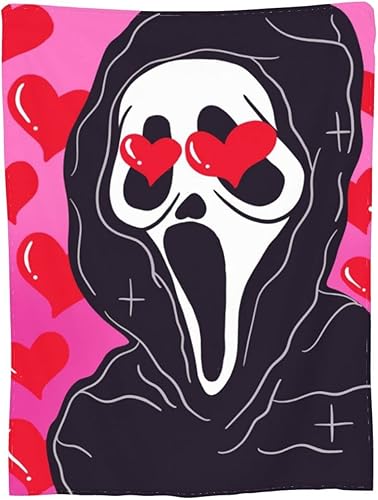 Miniatura 2 de Manta de película de terror de Halloween, manta de cara de fantasma, ligera y cálida, manta de franela ultrasuave y cómoda, manta de forro polar de