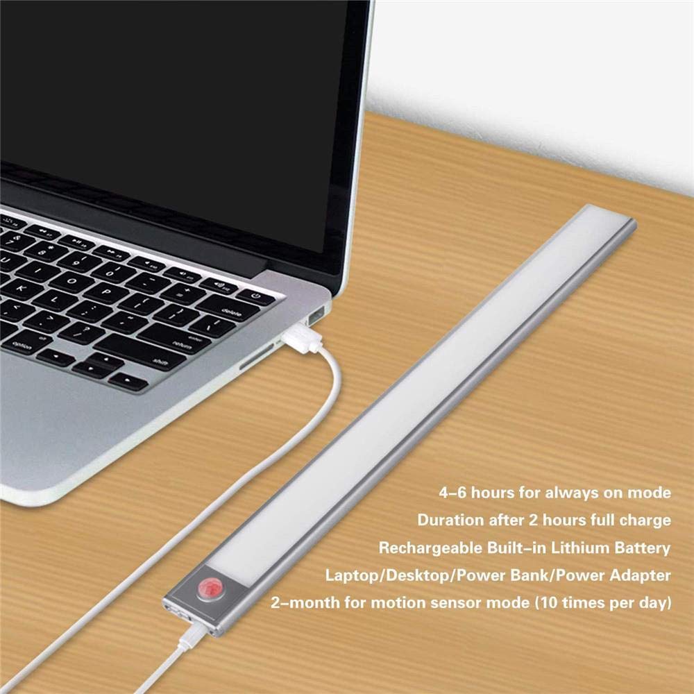 Luce notturna a LED con sensore di movimento per armadio da cucina, armadio, corridoio, luce notturna a LED PIR (60 cm, 103 LED), bianco