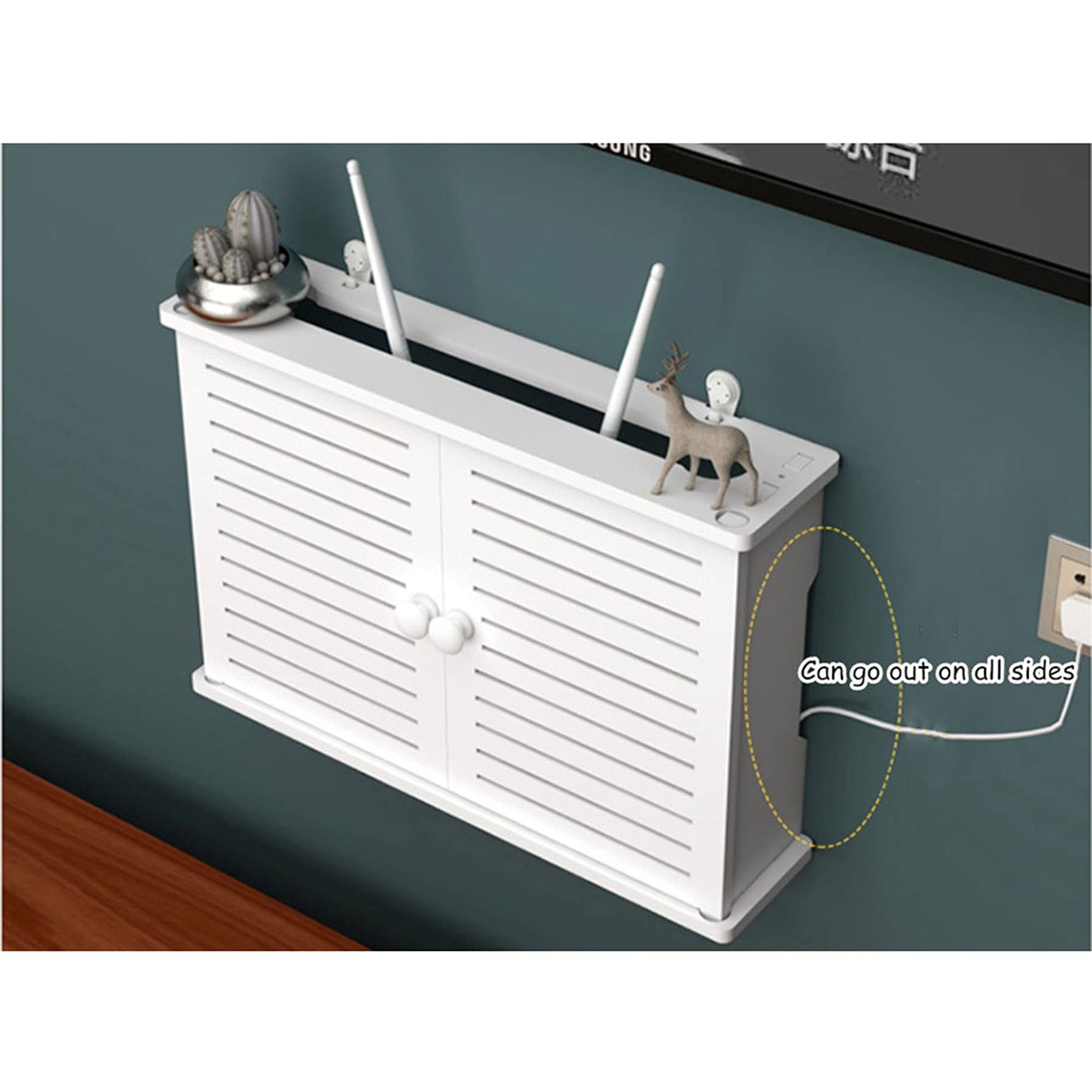 Moderno supporto da parete per centro di intrattenimento galleggiante per Sky Box, console di gioco, lettore DVD, decoder via cavo, router e telecomandi, mensola in metallo a 2 livelli per componenti