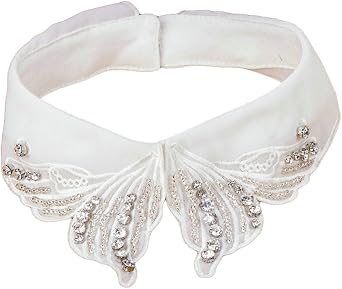 Vpang Detachable Blouse False Collar Beads Rhinestones Embroidered Fake Collar Choker Peter Pan Necklace