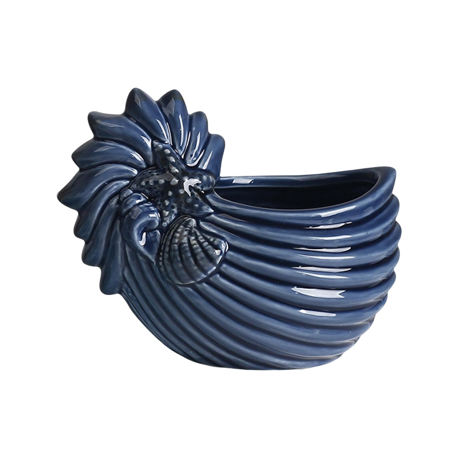 Msioytog Ceramic Conch Shape Holder for Home Decors Marine Theme Succulents Pots Miniature Planter Decorative Vessel Ceramic Container