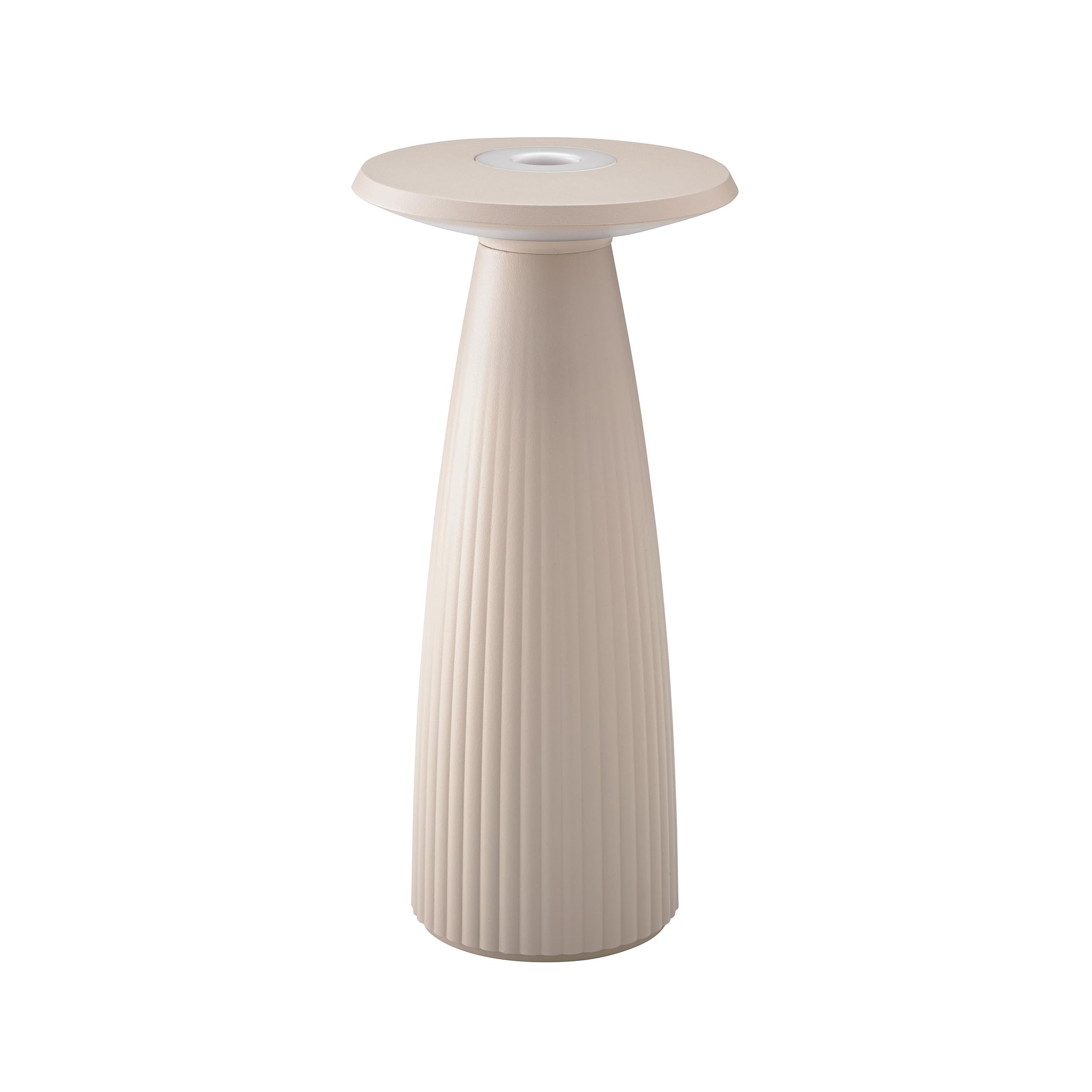 SIGOR Nuflair - Dimmbare LED Akku-Tischlampe mit integrierter Blumenvase Indoor & Outdoor, IP54 spritzwassergeschützt, Höhe 24 cm, aufladbar mit easy-connect puk, 12 h Leuchtdauer, dünenbeige