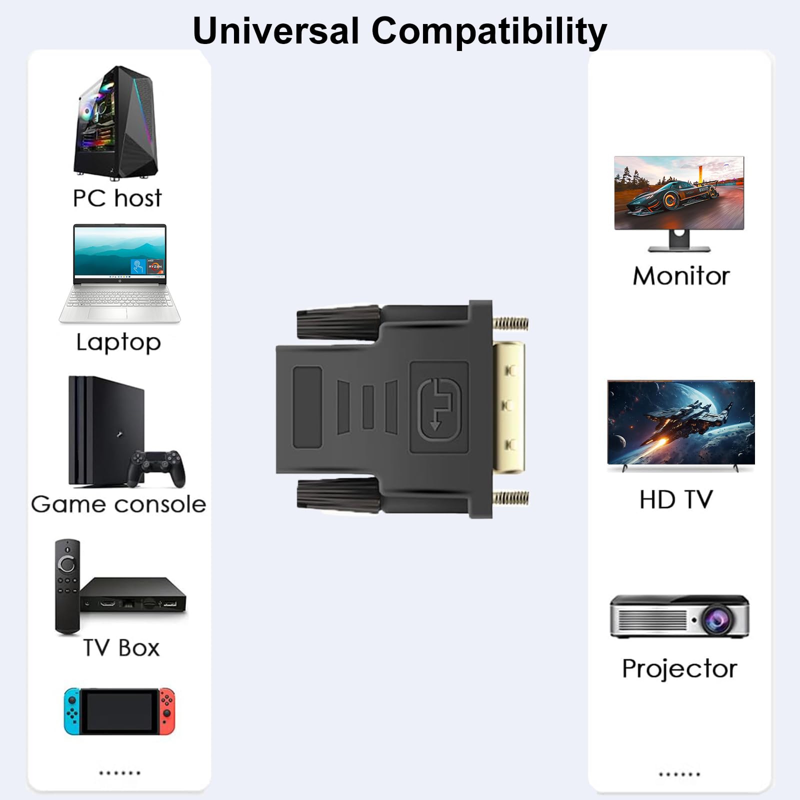 Adattatore DVI a HDMI 2 Pezzi, Bidirezionale DVI (DVI-D) Maschio a HDMI Femmina, Connettore Oro, 1920x1200 1080P@60Hz, DVI HDMI Convertitore per PC, monitor, laptop, TV, proiettore