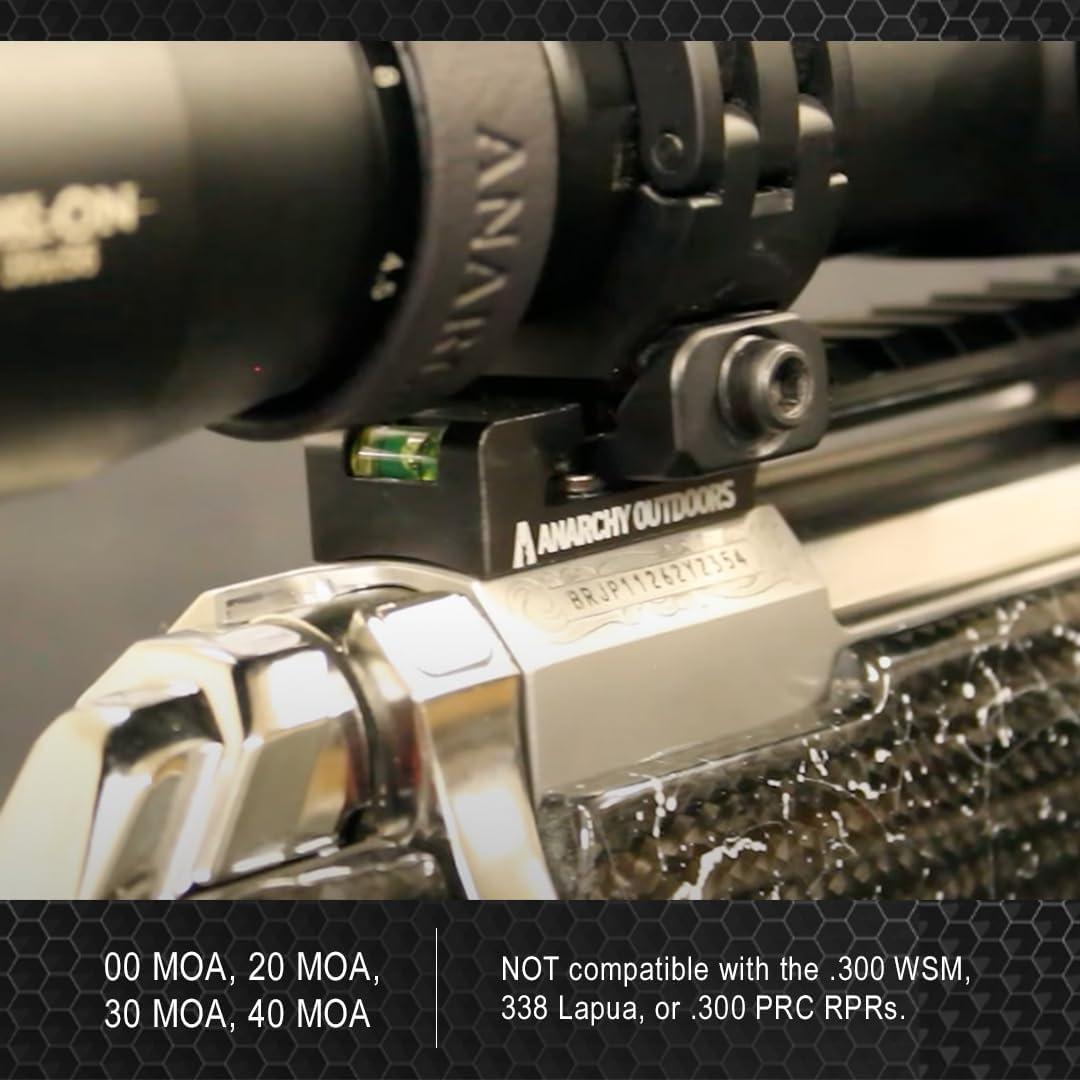 AnarchyOutdoors Scope Base w/Bubble Level Compatible with Ruger Precision (Available in 00, 20, 30, and 40 MOA)