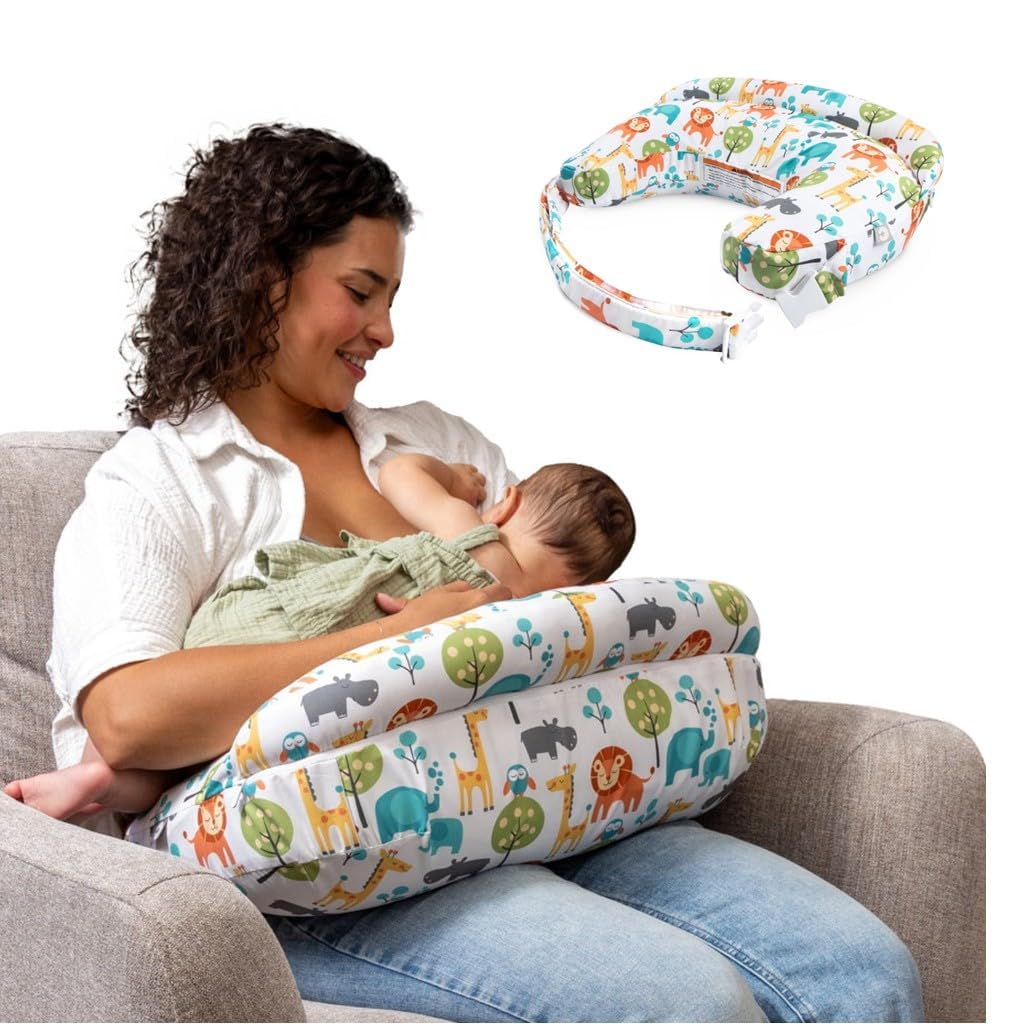 Boppy Cuscino Allattamento Deluxe, Supporto per Allattamento al Seno e con Biberon, Forma Ergonomica con Supporto per Mamma e Bambino, Imbottitura Piena, Sfoderabile e Lavabile in Lavatrice, 0M+