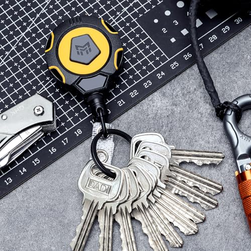 Image of MNGARISTA Heavy Duty Retractable Badge Reel, 10 oz 31.5'' Keychain, 2 Pack | heavy duty badge reel, 10 oz pull force, 31.5'' retractable keychain, reinforced PC housing, durable steel wire cord