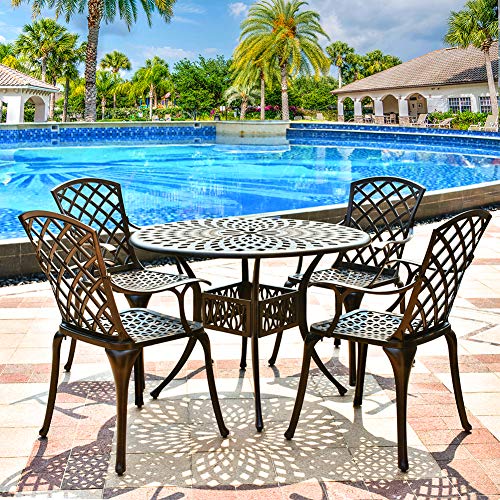 Titimo Outdoor Bistro Dining Chair Set Cast Aluminum Dining Chairs For Patio Furniture Garden Deck With Lattice-Weave Design, Set Of 2,Home Living Room #TOP6