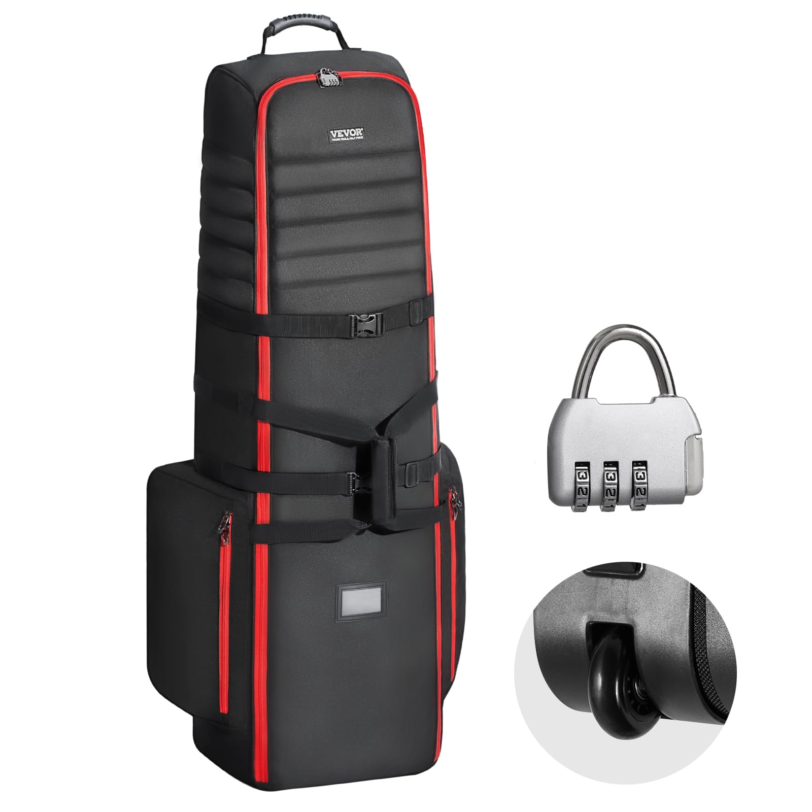 VEVOR Borsa da Viaggio per Golf, Custodia Morbida da Viaggio per Esterni, in Poliestere Oxford 1800D Resistente, Impermeabile, Imbottita con Ruote, Borsa Pieghevole per Mazze da Golf per Aereo