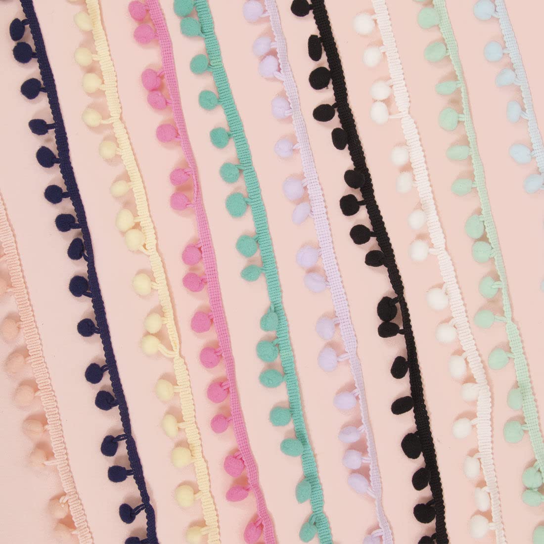 Craftelier - Pompom Ribbon for Decorating Crafts, Cards and Scrapbooking Projects | Made of Polyester | Width 12 mm (0.47 inches) and Length 2 m (78.74 inches) - Colour Pink chiclé