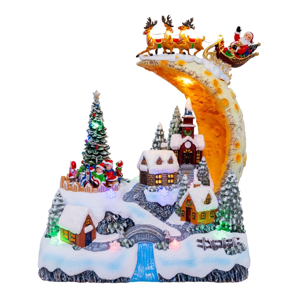 Père Noël sur traîneau lumineux Kurt Adler pour illuminer votre table de réveillon
