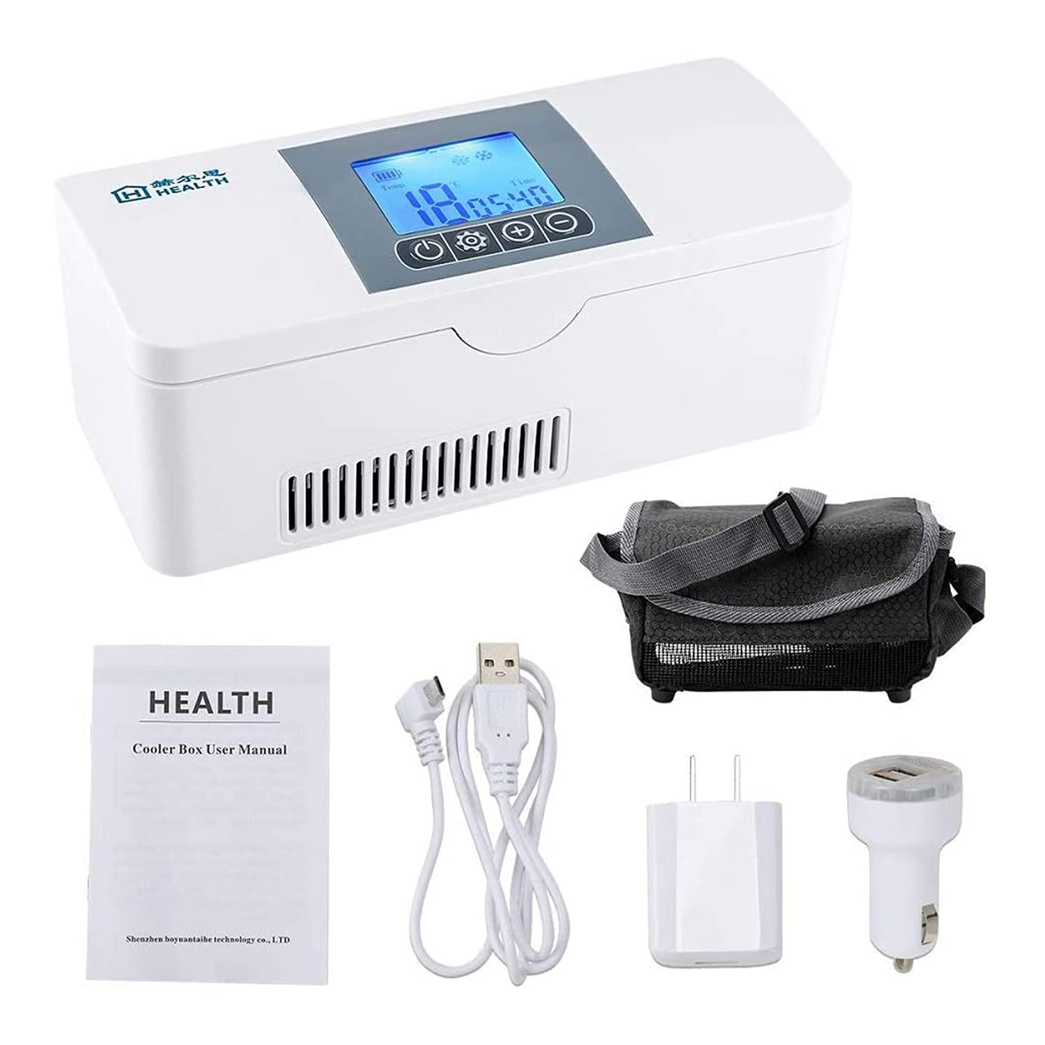 Caja refrigerada portátil, estuche de bolsa de viaje para enfriador de insulina, estuche de viaje para suministros para diabéticos, bolsa de almacenamiento para medidor de glucosa, pantalla LCD r