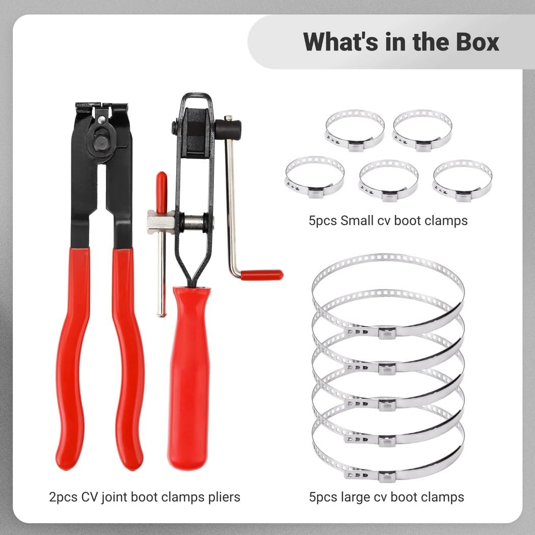 Kit Tool Banding Car Pliers & Clamps Boot Cv 12 Pcs With Clamps Boot Cv 10 & Pliers Tie Boot Ear 2, Utv Atv Car For Accessories Repair Tools Band Joint Cv, Boots Axle