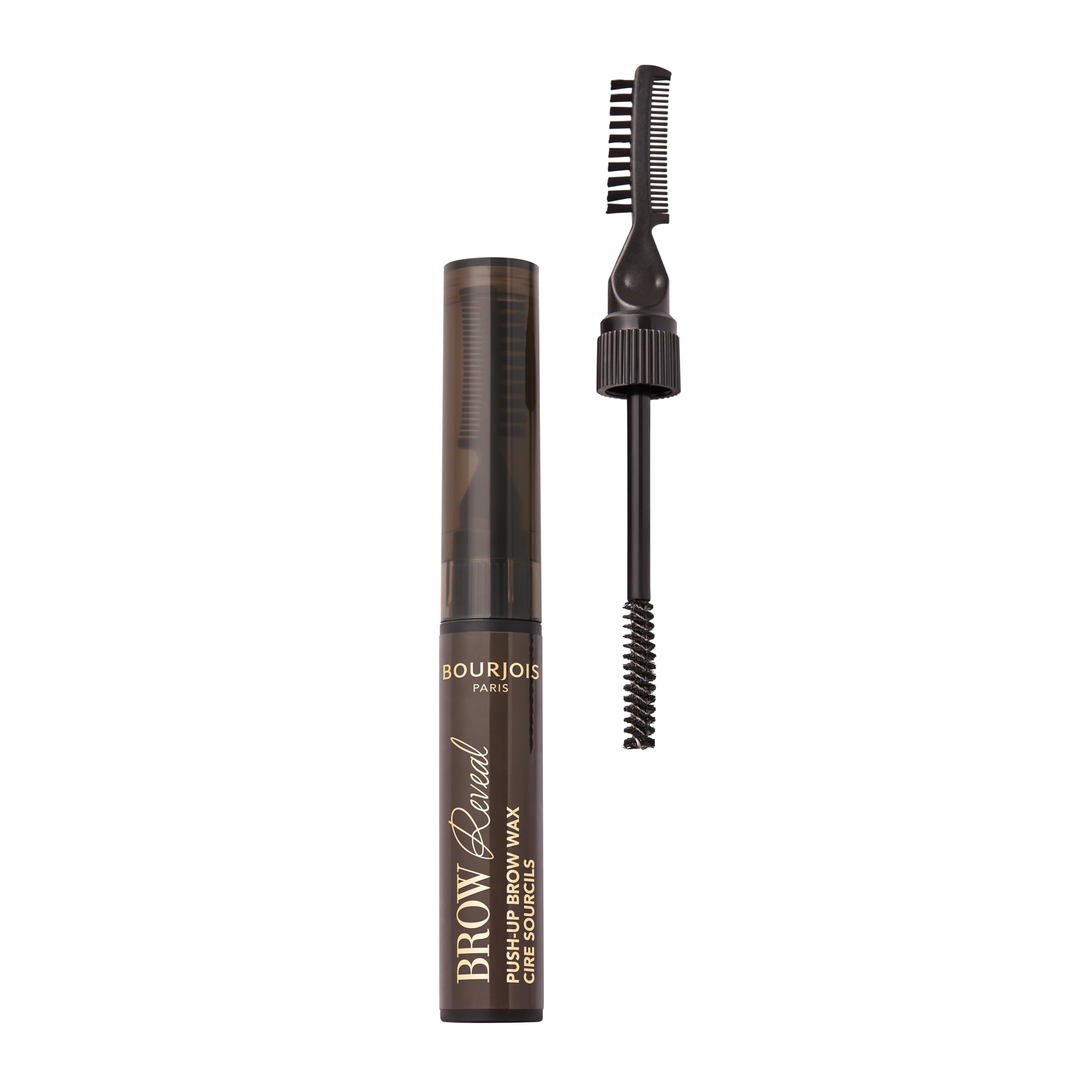 Bourjois Brow Reveal Push-Up Wax, 04 Black Brown, Strong-Hold Styling Wax, Fuller-Looking & Lifted Brows, Water-Resistant, Non-Stiff Formula, 3-in-1 Lamination Effect, 24H Hold, 6ml