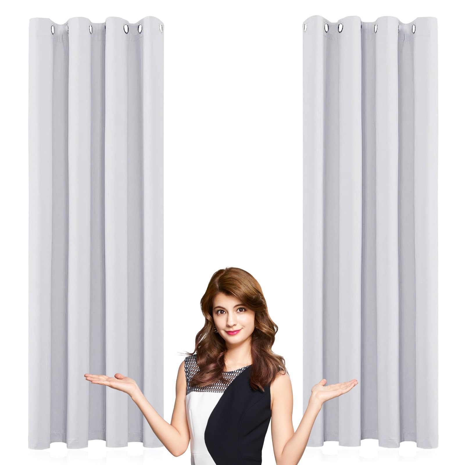 WUXXIANG 100% Blackout Curtains 140 x 170 cm UV Block and Privacy Protection, 2 Panels Eyelet Thermal Curtain, with Matching Tie Backs, for Home Fashion Decor, White â image 1