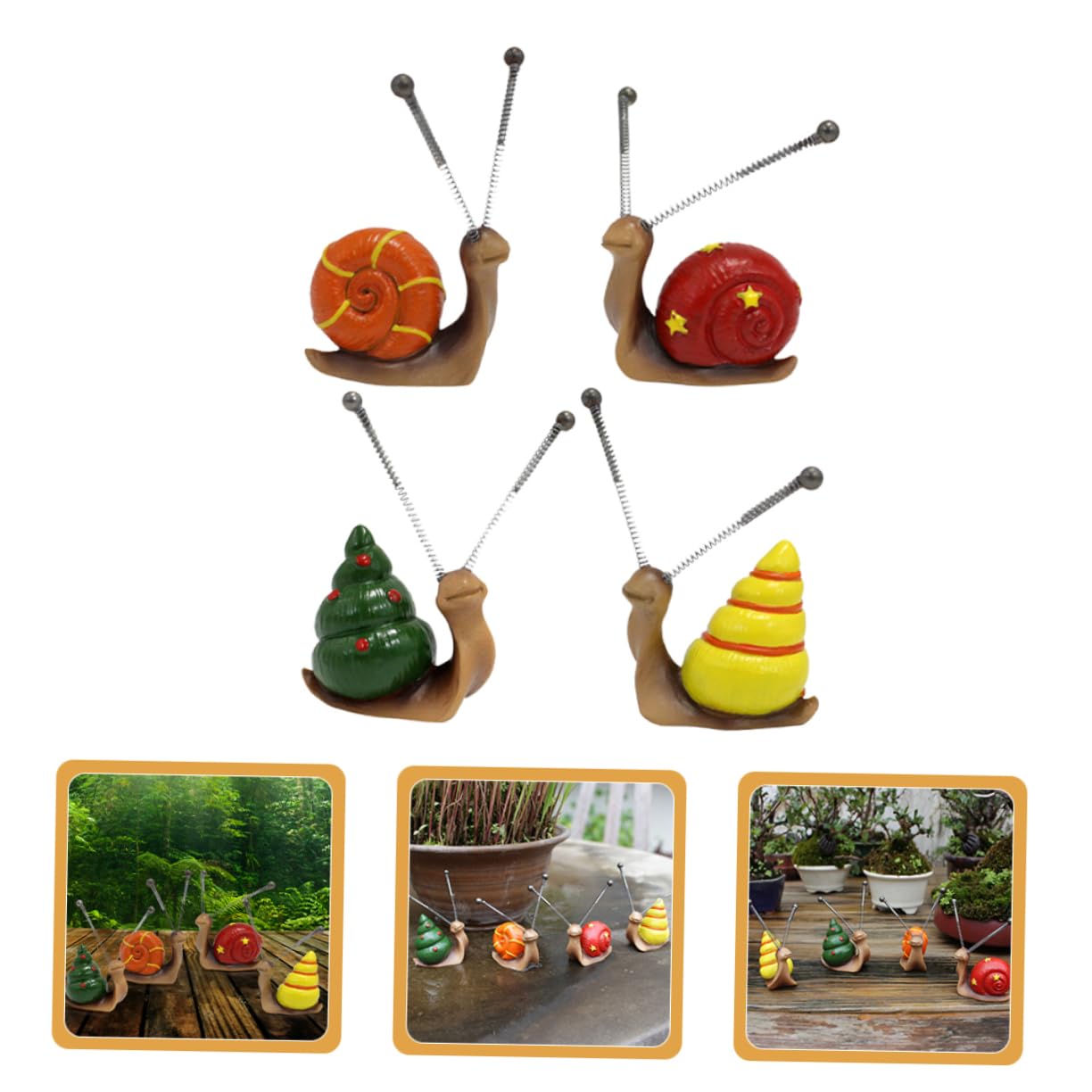 BESTonZON 3 Ensembles Statuette en Résine Escargot Figurine De Plein Air Décorations Statues De Jardin Accessoires De Jardin Accessoire De Cour Alimentation De La Cour Fer 4 Pièces * 3
