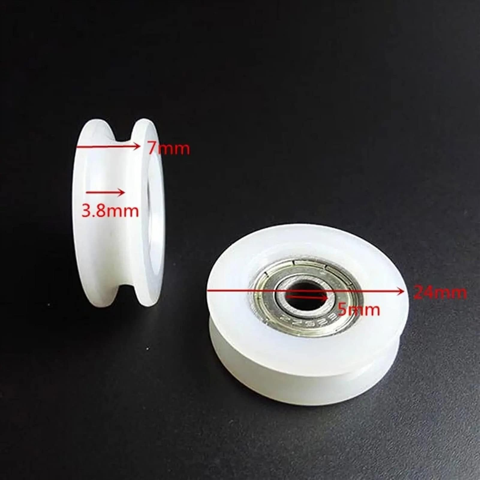 Łożysko koła tylnego 10 sztuk 5x24x7mm łożysko kulkowe U rowek nylonowe okrągłe koło pasowe rolka koła do 3.8mm liny łożysko kulkowe uszczelki łożysk