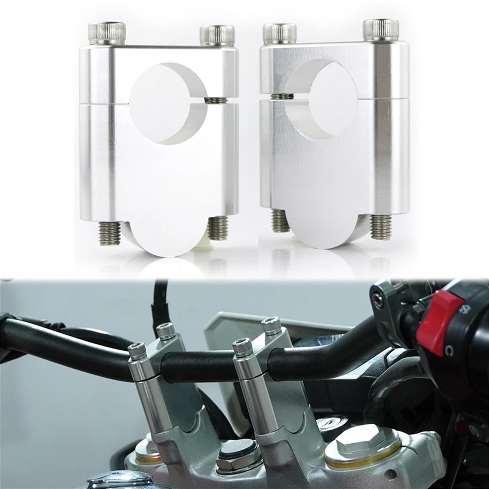 Rehausseur de Guidon Moto Élévateur Guidon Pour Aprilia Tuono 1000 R V4 APRC/1100/R/1000 RX125 SX125 SL750 Shiver 1 1/8 "28mm(Black Riser 30mm)