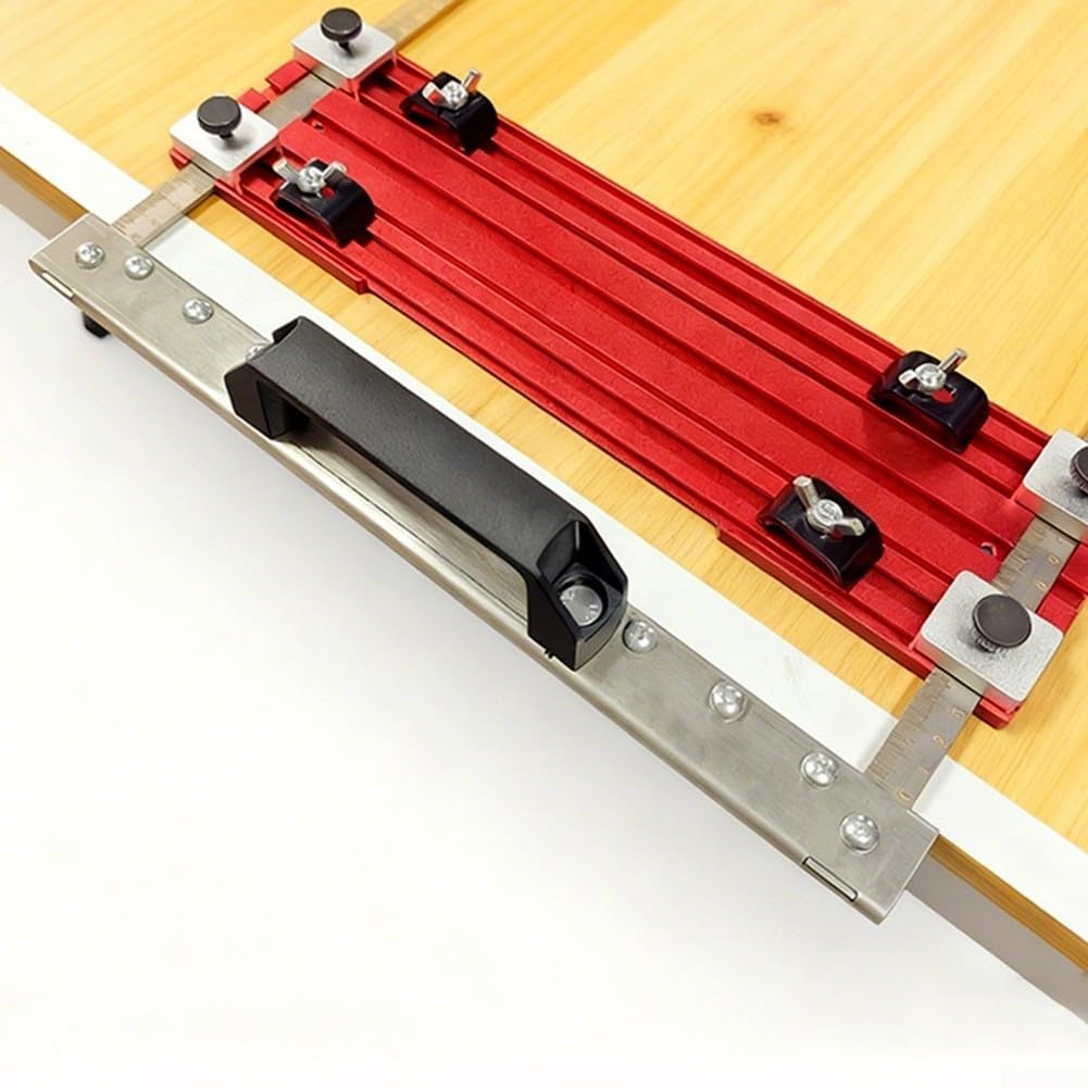 Carril de guía de corte recto de precisión para sierra circular con base de aluminio grueso, bloques laterales ajustables y sistema de bloqueo seguro (A)