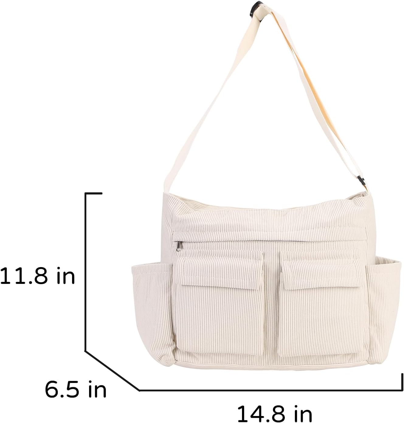 Corduroy Messenger Bag for School Satchel Tote Bag Women/Men Hobo Bags - Image 3