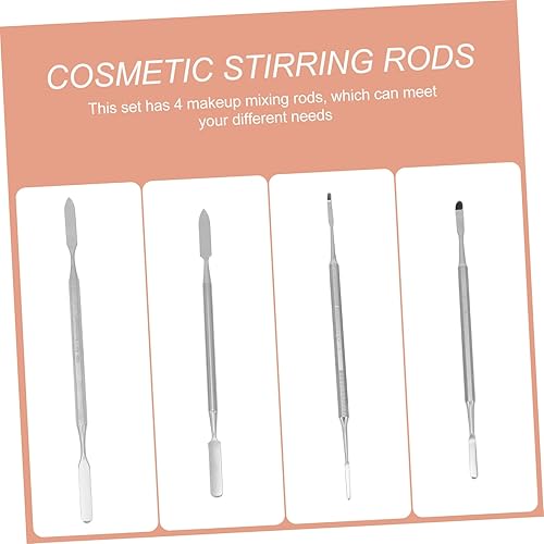 DOITOOL 3sets Nail Art Spatula Rod Makeup Stirring Rod Stainless Steel Smooth Surface Portable 4pcs*3(Assorted Colorx3pcs,17X0.55X0.55CMx3pcs)