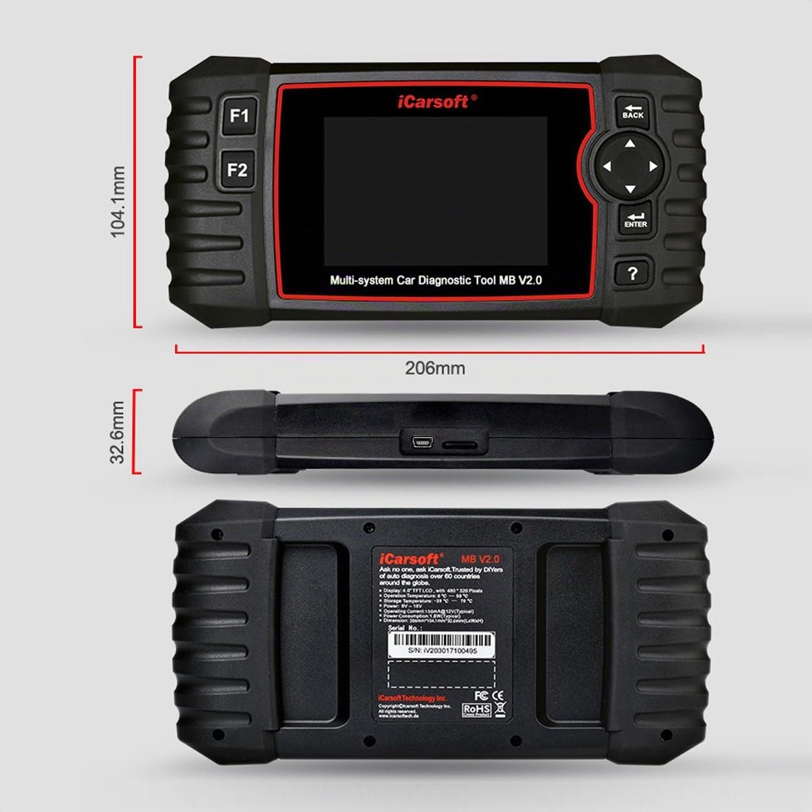Herramienta profesional multisistema de diagnóstico de automóviles iCarsoft MB V2.0 compatible con Mercedes-Benz/Sprinter/Smart, aceite ABS SRS BLD INJ