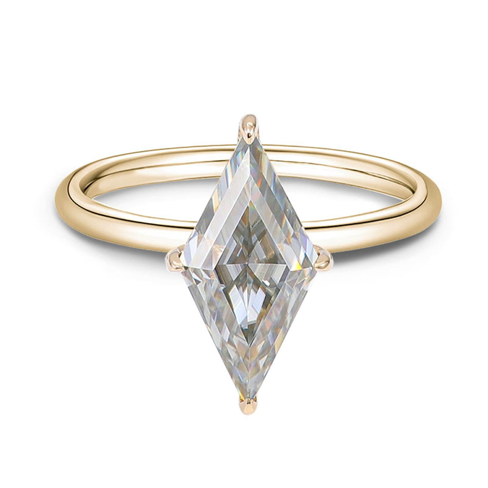 Pierścionki damskie Zaręczynowe, 14K Żółte Złoto Prosty Pierścionek z 3 końcówkami Moissanite Kropla 1ct-3ct Pierścionki Ślubne Kobiety Żółte Złoto dla Obietnicy