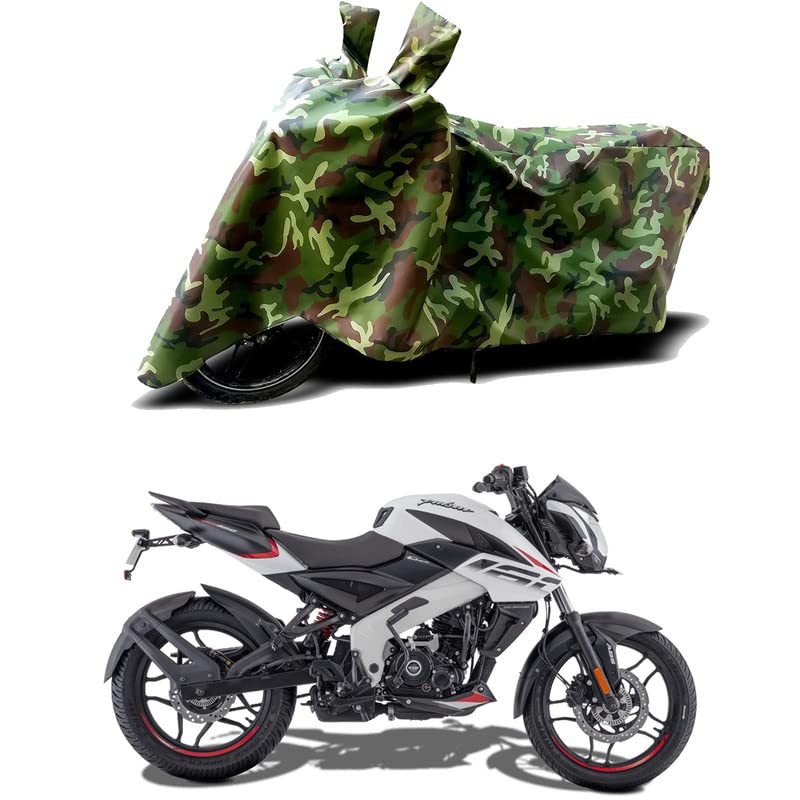 Image of 100% Water Resistant Bike Scooty Two Wheeler Body Cover Compatible for Bajaj Pulsar NS160 Disc BS6 /UV-Rays /Heat Protection /Birds Dropping /Scratchproof /Dust Proof /Waterproof /All [Green MJ]