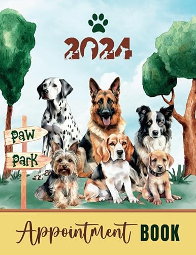 Appointment Book 2024: Dog Grooming, Walking Daily Client Scheduler Diary For Pet Business Owner With Hourly Slots 7.00am - 10.00pm, 52 Weeks