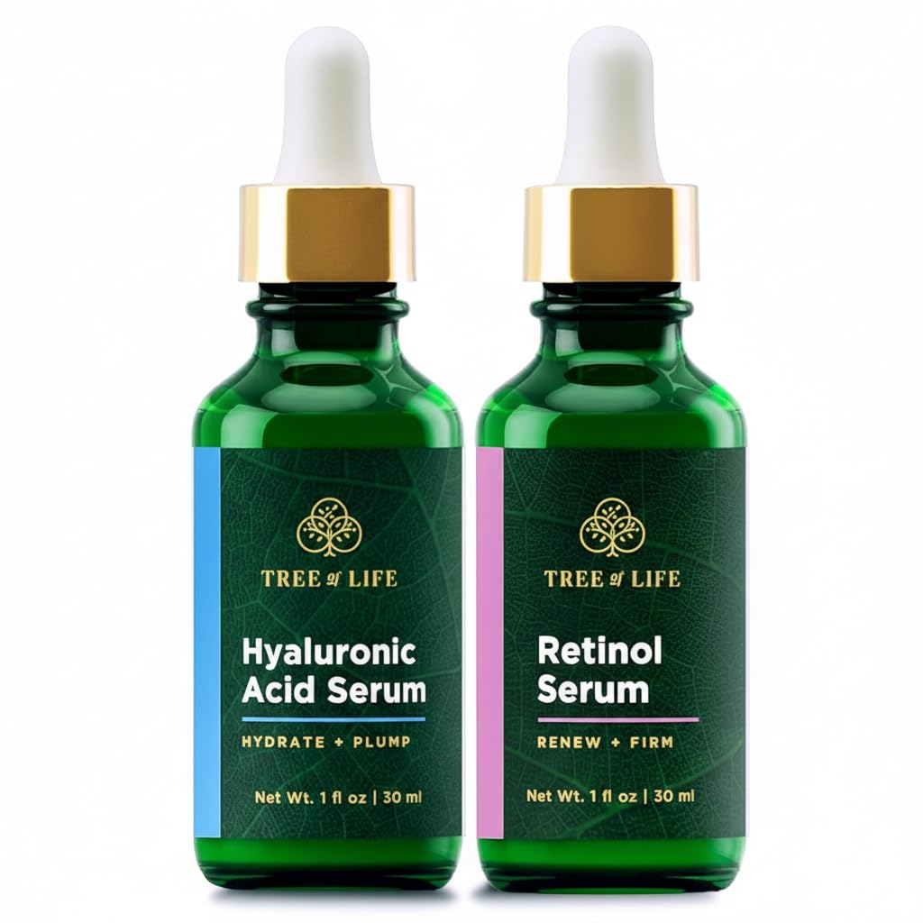 Beauty Facial Skin Care Set, Brightening, Firming, Hydrating, Dry Face, Dermatologist Tested - Retinol Serum and Hydrating Hyaluronic Acid - Skin Care Kit, 2 count of 1 Fl Oz