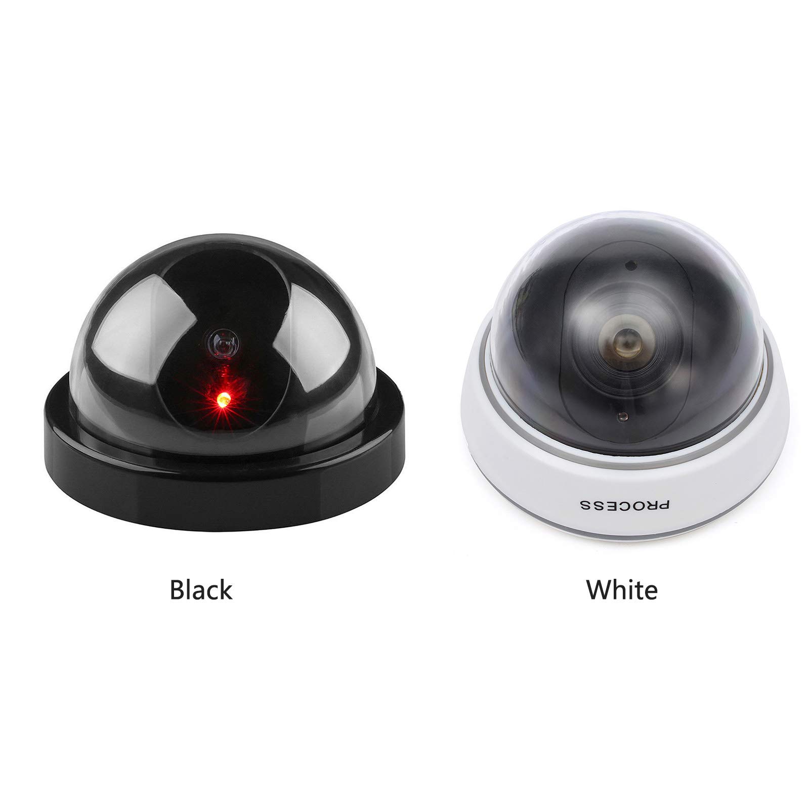 1Pc Telecamera Finta Simulazione Dome, Telecamera di Sorveglianza di Sicurezza con Luce Rossa Lampeggiante (Nero)