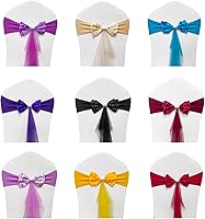 Vista 5 de Banda para silla de fiesta, lazo de elastano, bandas de organza flotante atada para niñas, cumpleaños, ceremonia romántica, boda, eventos