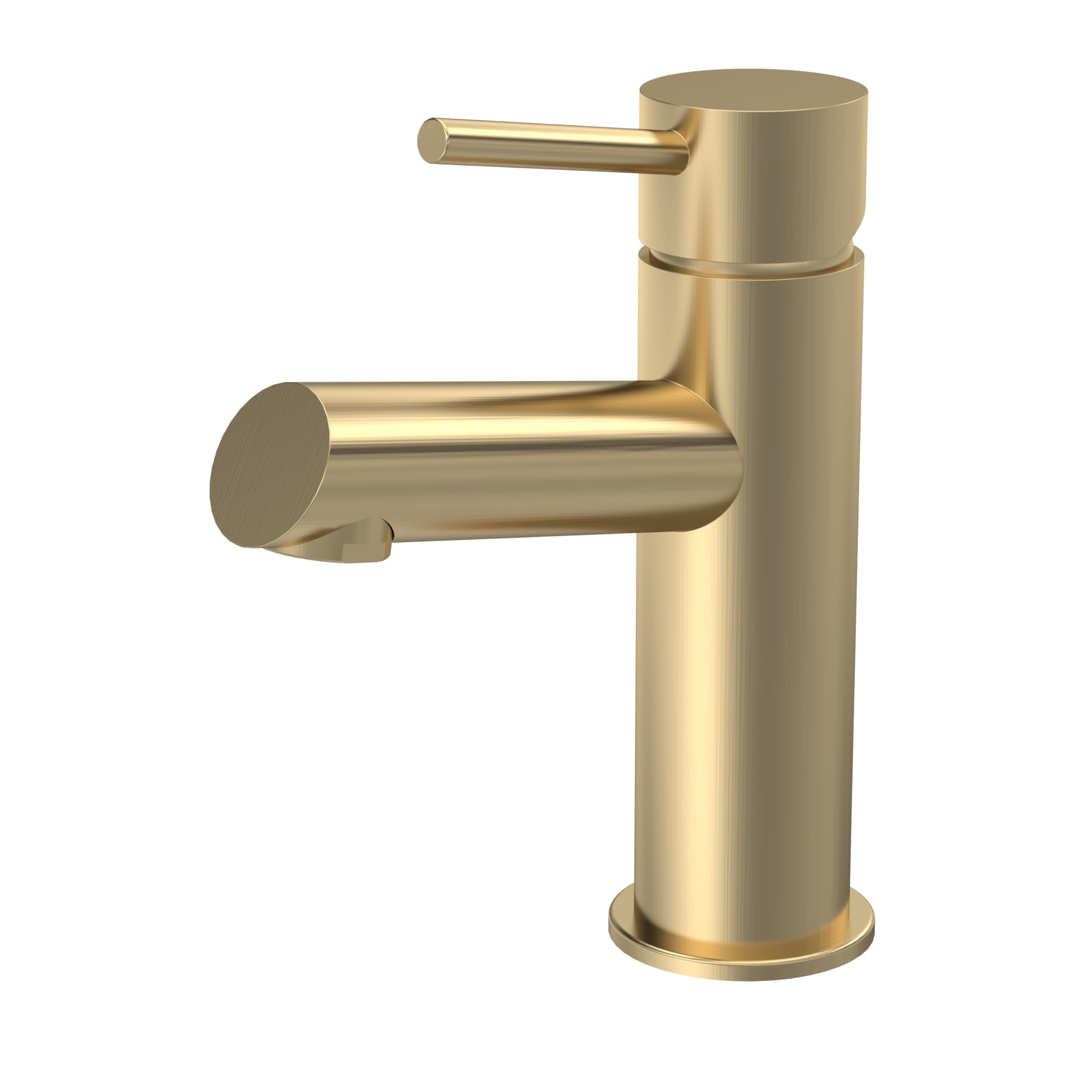 Balterley Brass Balterly Bathroom Sink Taps, Mono Basin Mixer Tap With Pop Up Waste, Single Lever Temperature Control Bathroom Tap, Round Body, Round Spout Basin Taps - 52 X 149 X 166Mm (Brushed ) Size 5