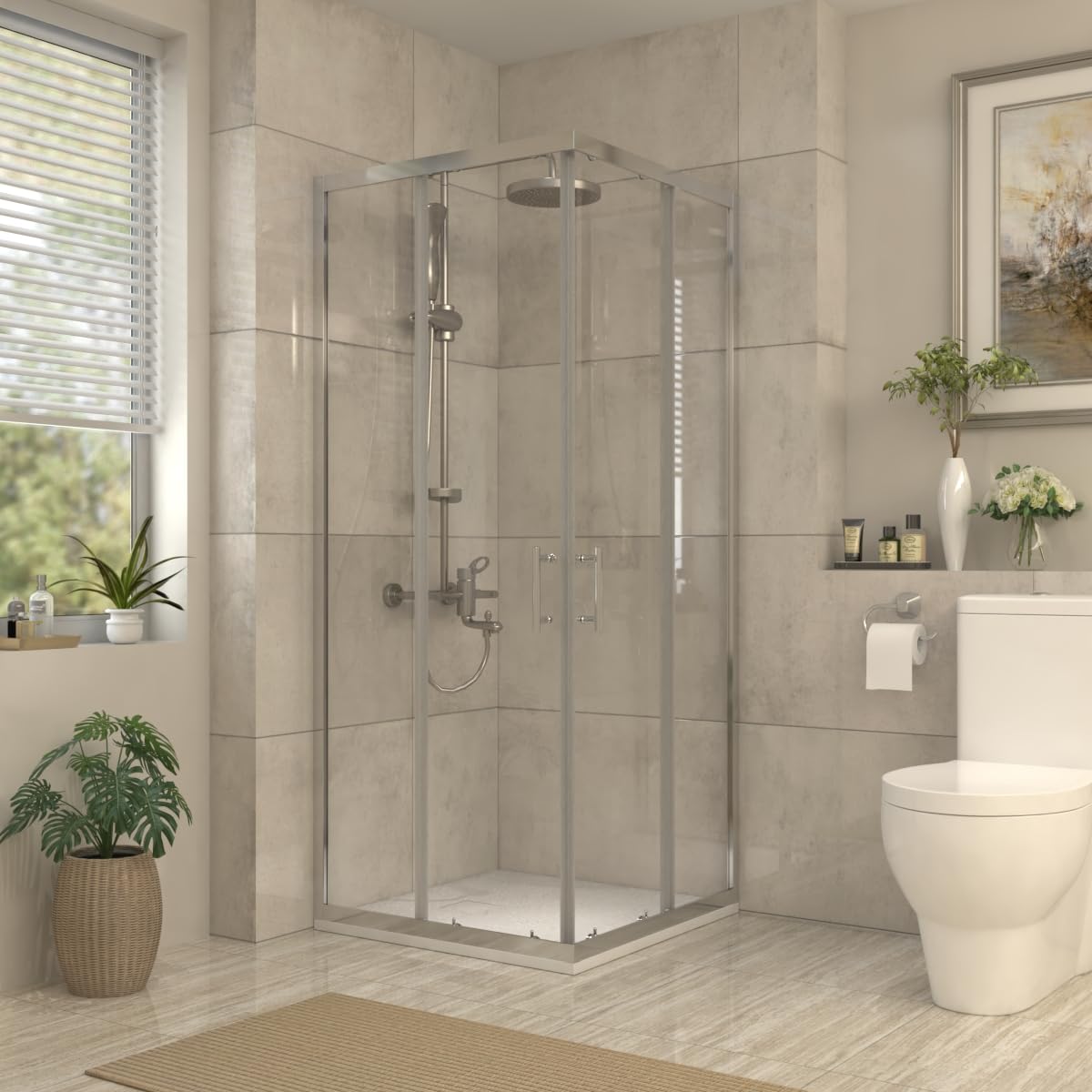 Aquariss 800x800mm Chrome Framed Square Shower Enclosure