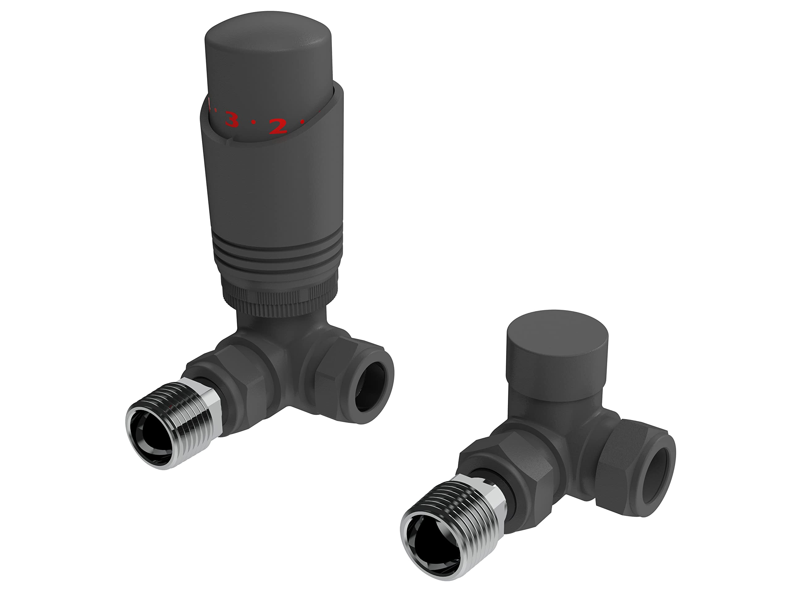 Anthracite Thermostatic Radiator Valve Angled Corner or Straight Grey Radiator TRV Thermostat Valves (Corner)
