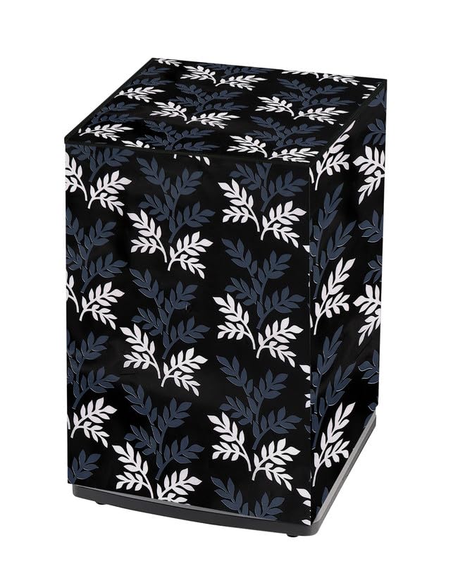 Image of Waterproof Fully Automatic Top Load Washing Machine Cover for Samsung, LG, Godrej, Whirlpool 6.5Kg to 11kg, Black Leaf.