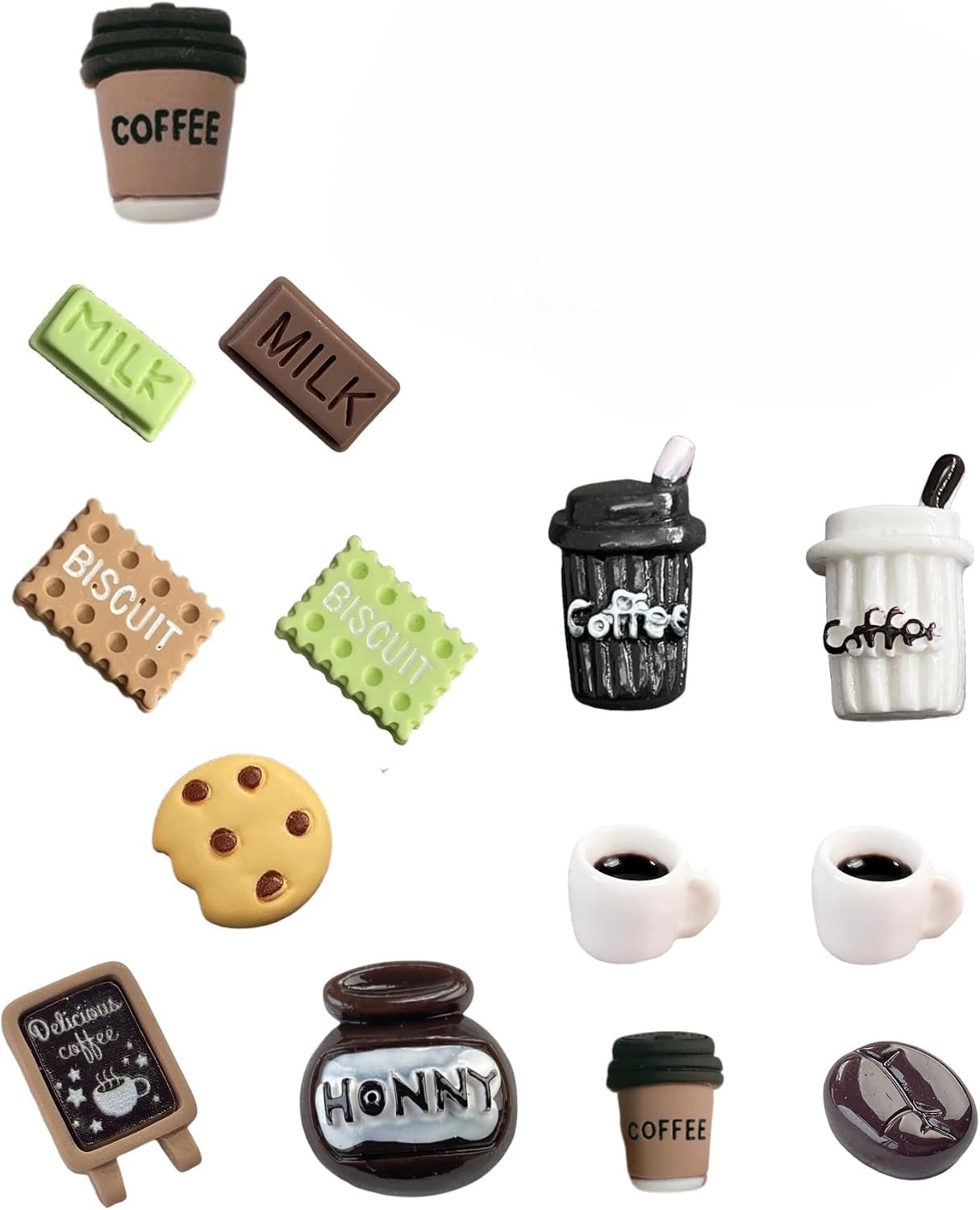 coffee Shoe Charms, Coffee & Food Themed Shoe Charms, 14-Piece 3D Resin Set for Clogs and Bracelets