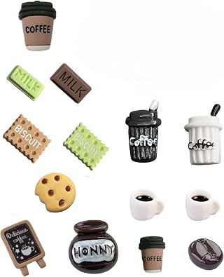 coffee Shoe Charms, Coffee & Food Themed Shoe Charms, 14-Piece 3D Resin Set for Clogs and Bracelets