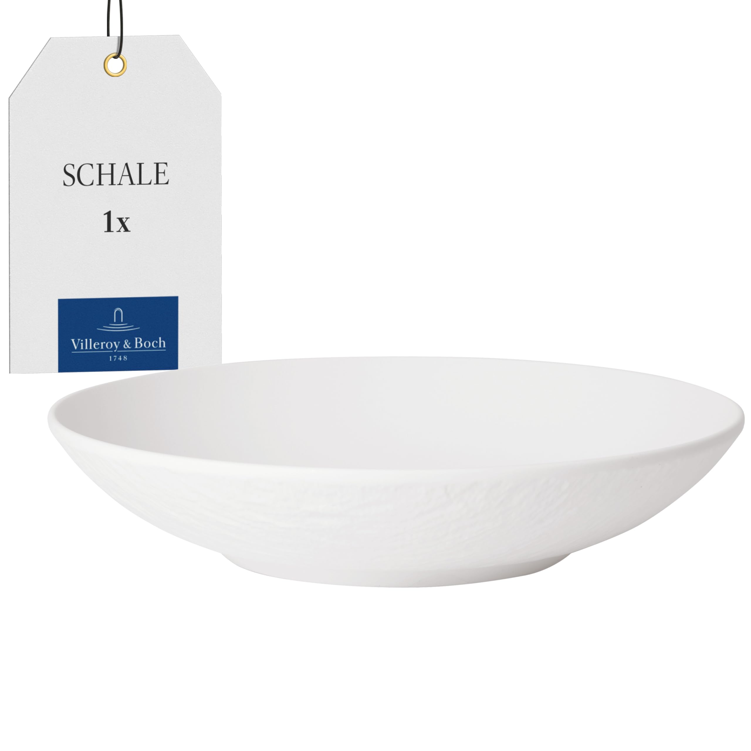 Villeroy & Boch - Manufacture Rock Blanc Schale 24 cm Weiß, Spülmaschinenfest, Mikrowellensicher, Tiefer Teller, Teller für Suppen oder Pasta, Schüssel, Ramen Schüssel, Geschirr, Premium Porzellan