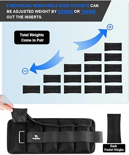 Miniatura 3 de Tobilleras con peso regulable (1-3456810121520 libras), par con pesas extraíbles para trotar, hacer gimnasia, aeróbicos y terapia física