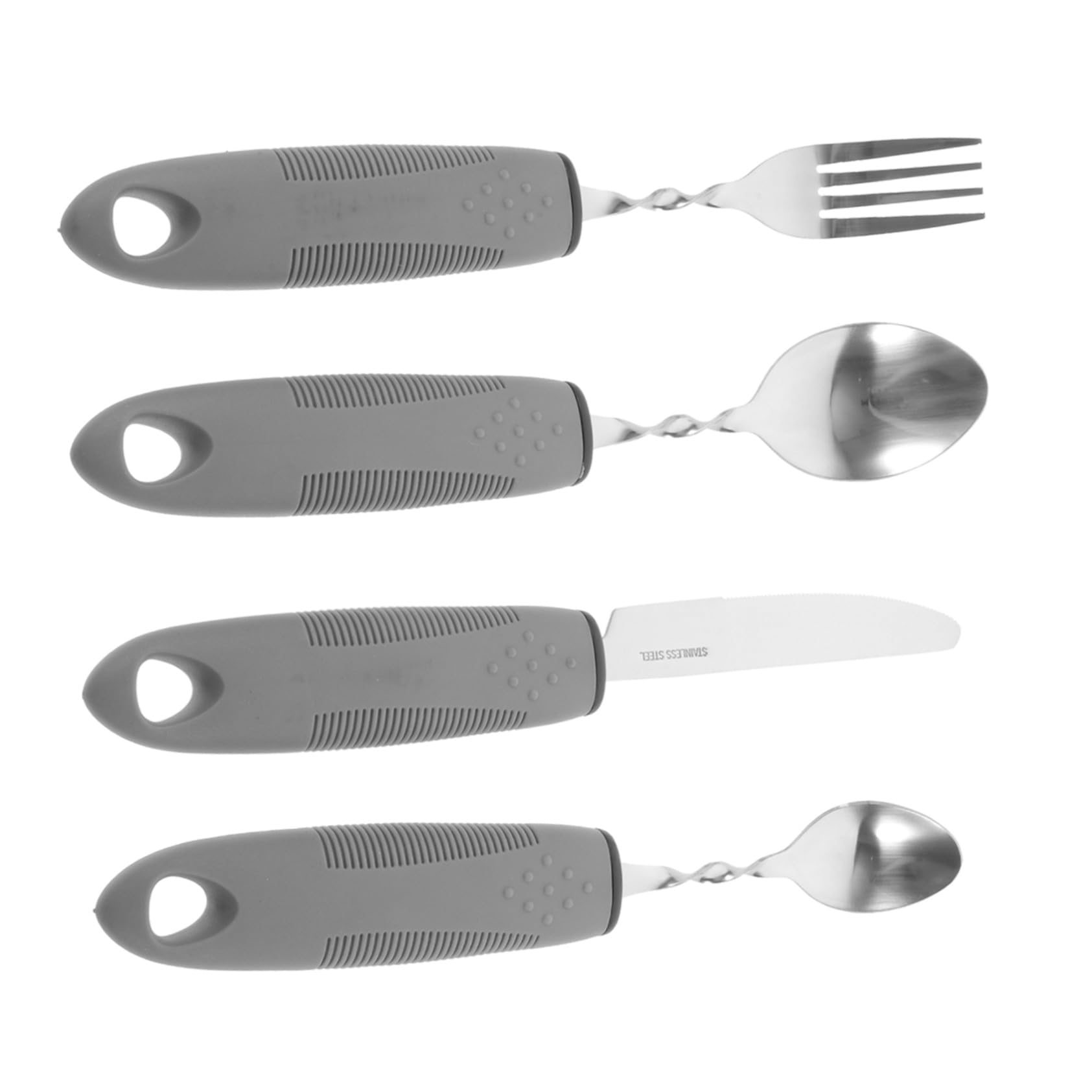 Set di Posate Adattive Antiscossa in Acciaio Inox e Plastico | Portatile, Impugnatura Antiscivolo, Facile da Pulire, per Pasti Quotidiani