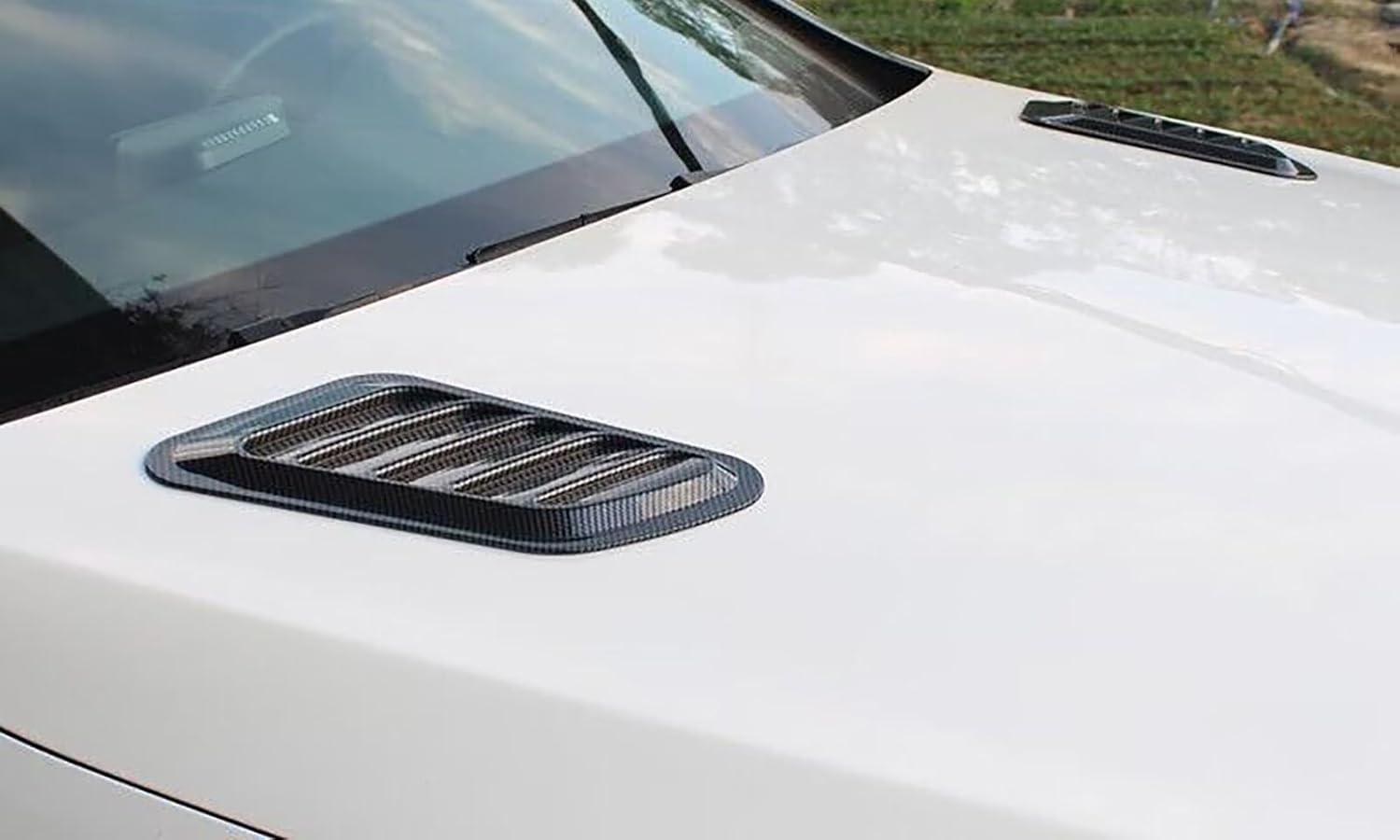 2Pcs Car Hood Vent Scoop Kit for Dodge RAM 1500 2Dr 2019-2024 2025, Air Flow Intake Louvers Hood Trim Cove Car Modified Accessory Vehicle Exterior Decorative,Carbon Fiber Texture