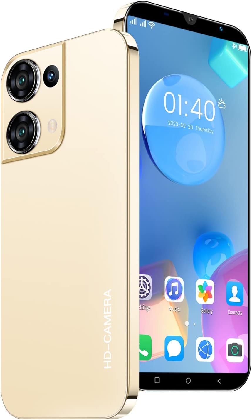 MsMga Cheap and Nice Smartphone, 5.0 inch IPS Display, Android Mobile Phone Unlocked, Dual SIM Dual Cameras,4GB ROM (Scalable to 128GB), Basic Cell Phones (Rino9-Golden)