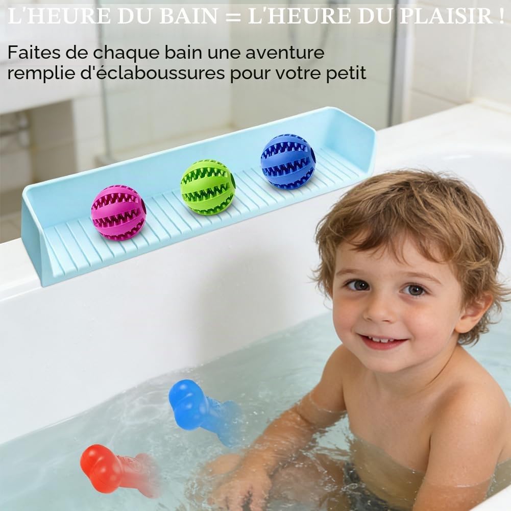 Protection Anti-éclaboussures Baignoire Enfant en Silicone avec 11 Ventouses – Barrière Anti-Eau & Support Jouets pour Baignoire, Garde Éclaboussures, Installation Facile, Garde Salle de Bain Sèche