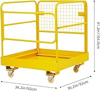 Vista 2 de Jaula de seguridad para carretilla elevadora, plataforma de trabajo plegable resistente de 36 x 36 pulgadas, capacidad de 1200 libras con plataforma