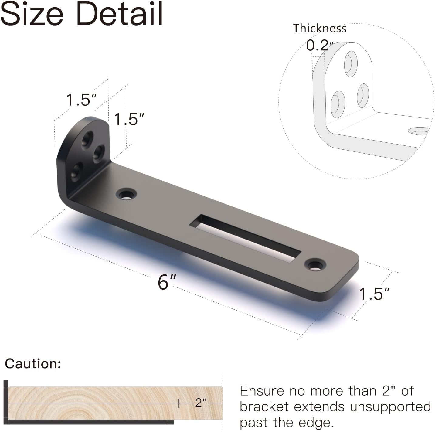 6 Pack 6 Inch Shelf Brackets,1/5" Thick Heavy Duty L Floating Shelf Bracket,Openwork Hidden Shelf Bracket for Shelves Support